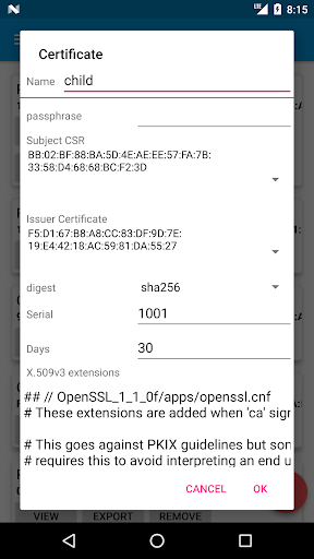 Dory - Certificate (RSA/CSR/x۵ - عکس برنامه موبایلی اندروید