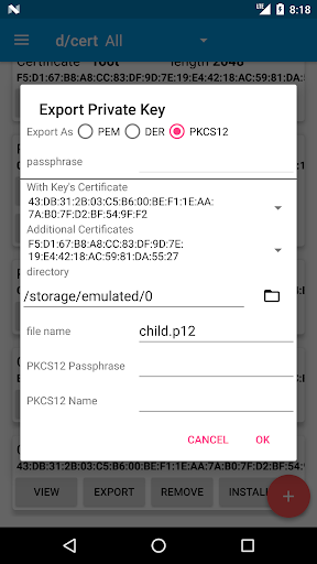 Dory - Certificate (RSA/CSR/x۵ - عکس برنامه موبایلی اندروید