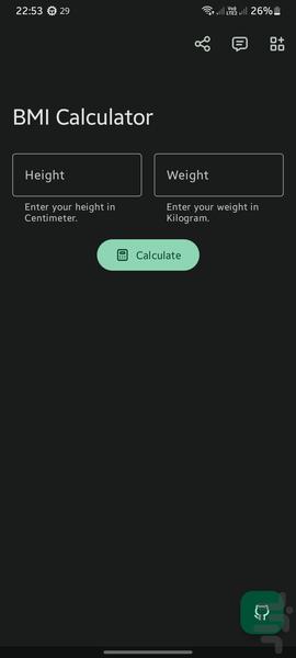 ماشین‌حساب BMI (شاخص توده بدنی) - Image screenshot of android app
