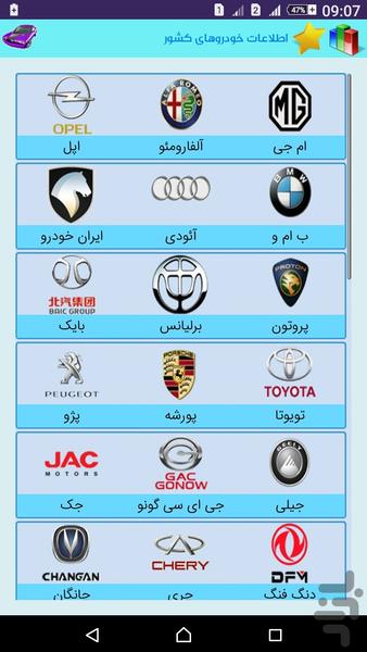 Information cars of Iran - Image screenshot of android app