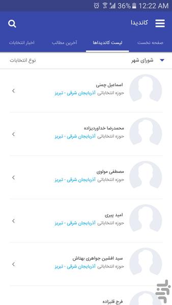 کاندیدا - عکس برنامه موبایلی اندروید