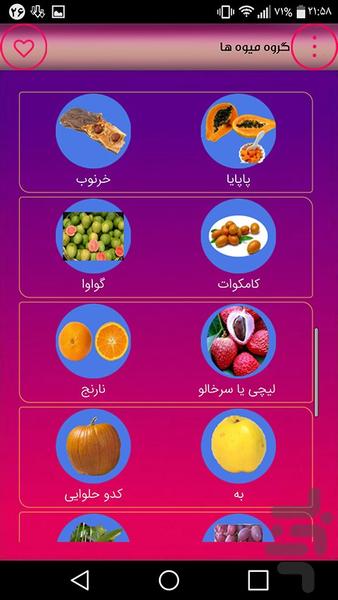 آشنایی با خواص مواد غذایی - عکس برنامه موبایلی اندروید