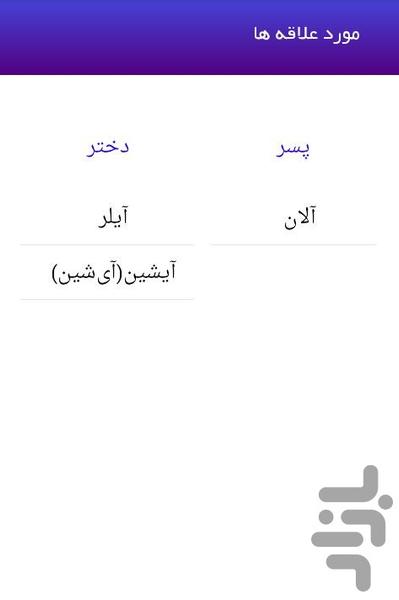 فرهنگ نام ها با معنی - عکس برنامه موبایلی اندروید