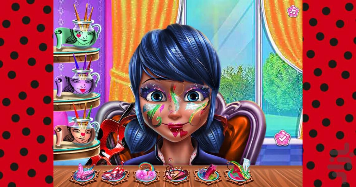 بازی دخترانه نقاشی صورت دخترکفشدوزکی - Gameplay image of android game