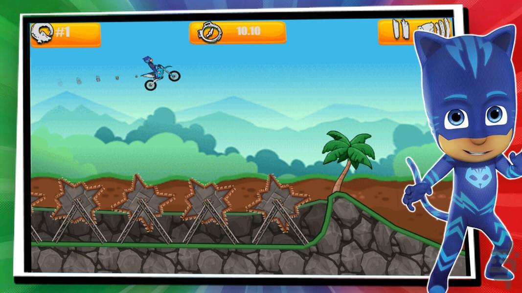 PJ Mask group motorcycle riding game - Gameplay image of android game