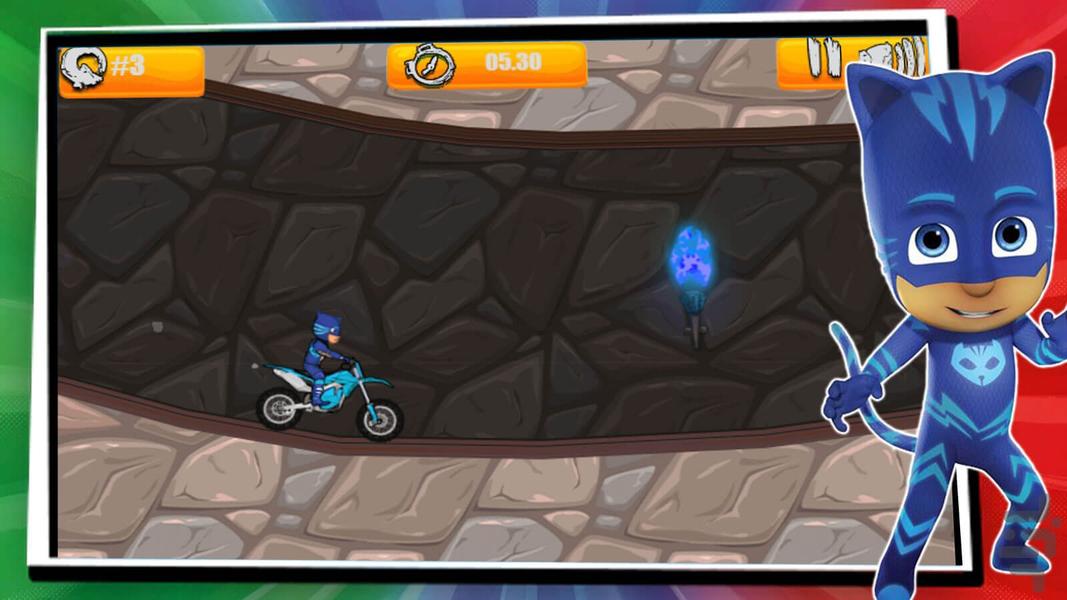PJ Mask group motorcycle riding game - Gameplay image of android game