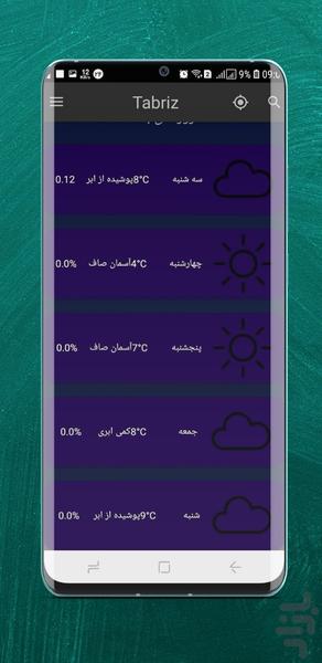 آب و هوا - عکس برنامه موبایلی اندروید