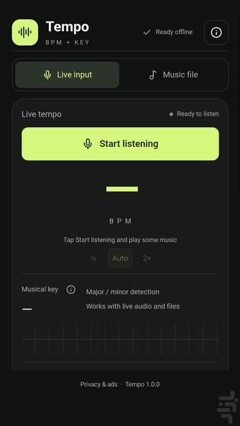 Tempo BPM and Key - Image screenshot of android app