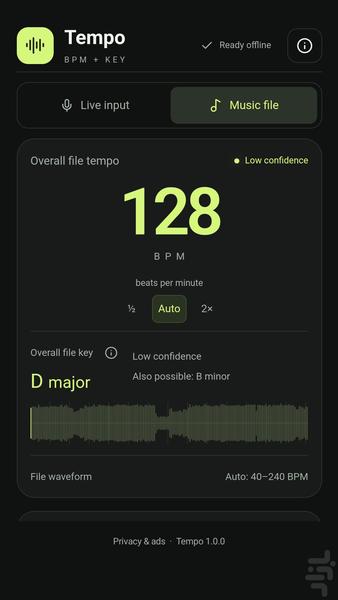 Tempo BPM and Key - Image screenshot of android app