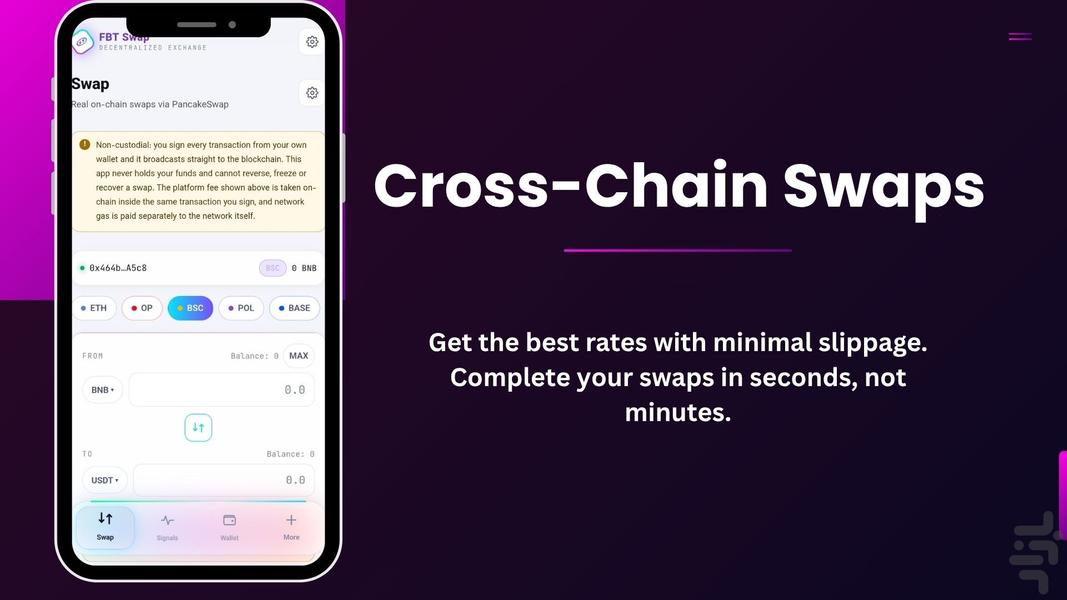 FBT Swap — صرافی غیرمتمرکز اف بی تی - عکس برنامه موبایلی اندروید