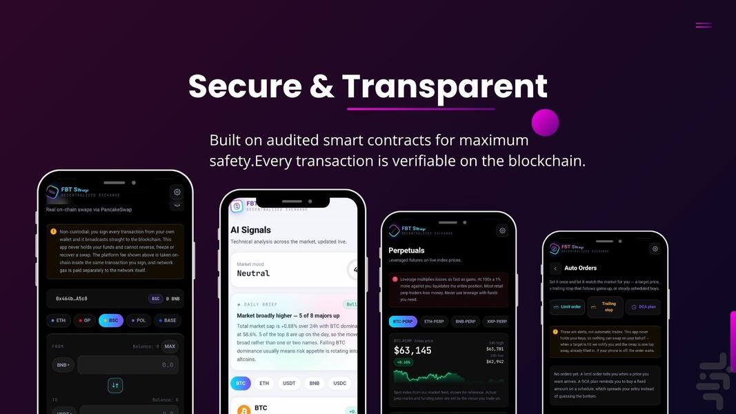 FBT Swap — صرافی غیرمتمرکز اف بی تی - عکس برنامه موبایلی اندروید