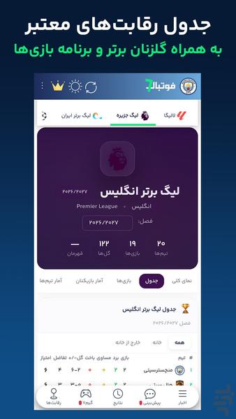 فوتبال۷ - پیش بینی و کوییز فوتبالی - عکس برنامه موبایلی اندروید