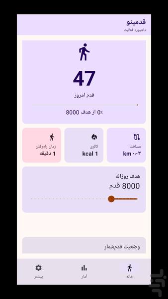 قدم‌شمار قدمینو - پیاده‌روی - عکس برنامه موبایلی اندروید