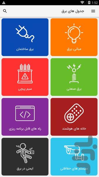 جدول های برق - عکس برنامه موبایلی اندروید