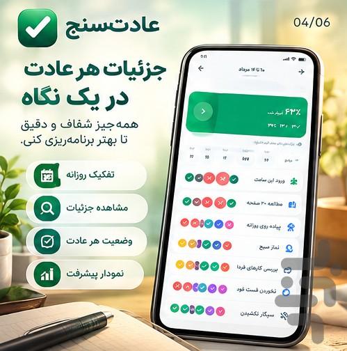 عادت سنج | ردیاب عادتهای روزانه - عکس برنامه موبایلی اندروید