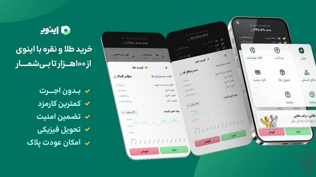 اینوی– خرید و فروش طلا و نقره آب‌شده - عکس برنامه موبایلی اندروید