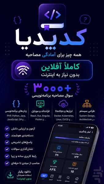 ‏‏‏‏‏‏‏کدپدیا | سوالات برنامه نویسی - Image screenshot of android app