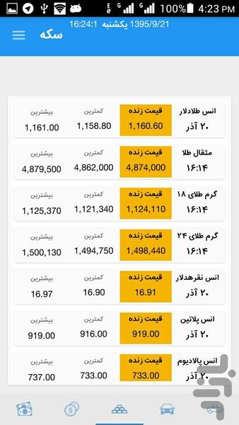 سکه ( قیمت های لحظه ای ) - عکس برنامه موبایلی اندروید