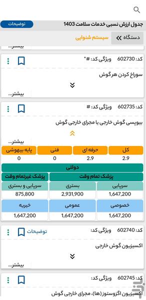 درآمد یار - ارزش نسبی خدمات سلامت - عکس برنامه موبایلی اندروید