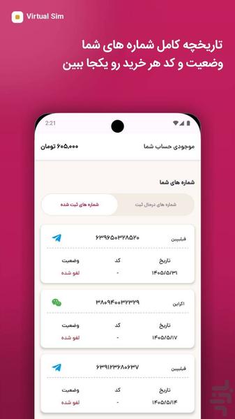 Virtual Sim - Image screenshot of android app