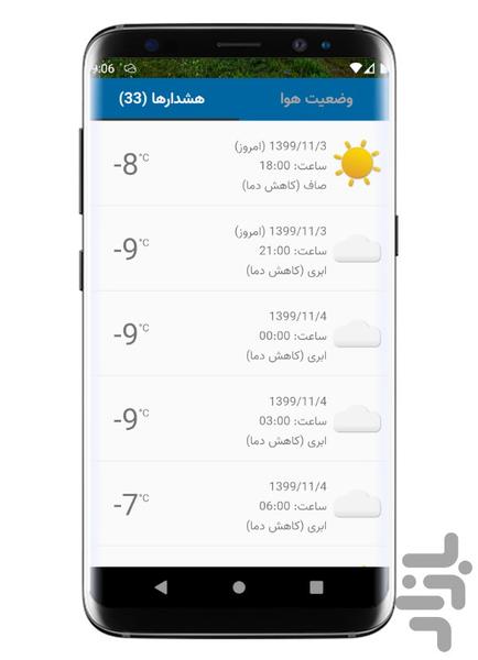 هوافردا: هشدار تغییرات آب و هوایی - عکس برنامه موبایلی اندروید