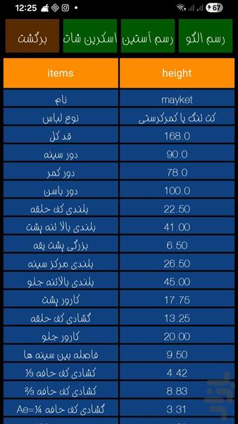 محاسبه و رسم الگوی خیاطی به روش مولر - عکس برنامه موبایلی اندروید