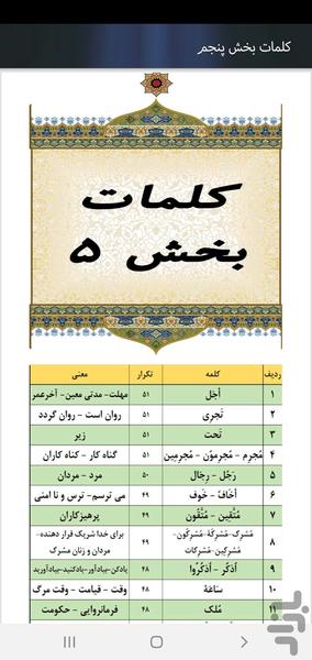 آموزش معنی قرآن(۳۵۵کلمه=۸۰٪ قرآن) - عکس برنامه موبایلی اندروید