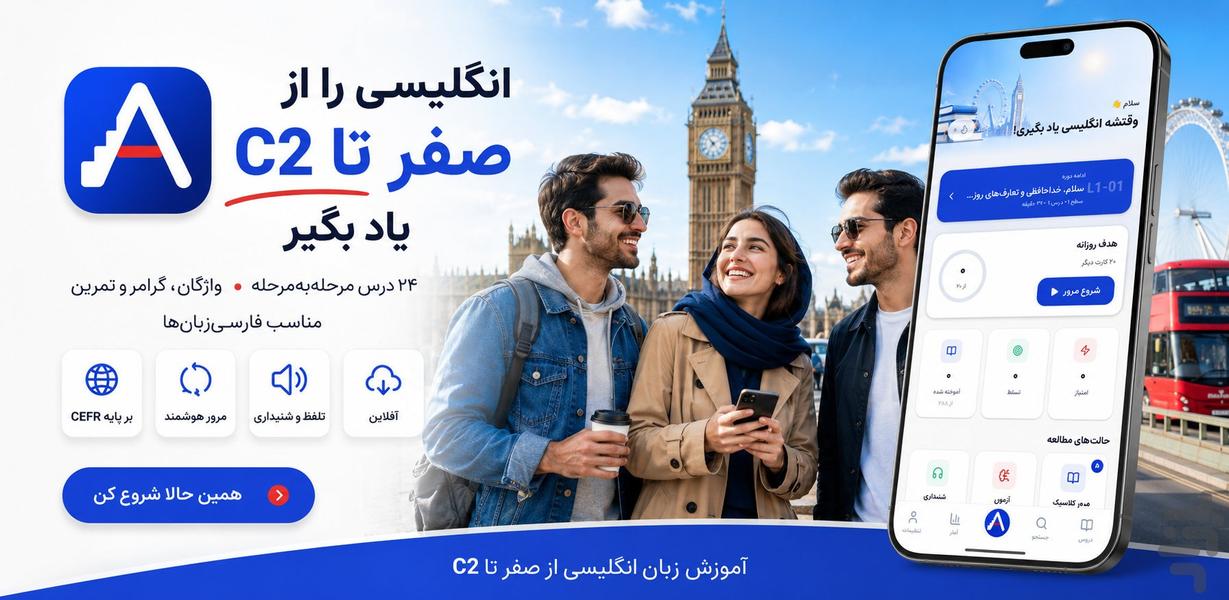 آموزش زبان انگلیسی از صفر تا C2 - Image screenshot of android app