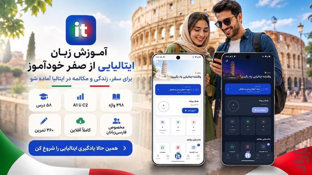 آموزش زبان ایتالیایی از صفر خودآموز - عکس برنامه موبایلی اندروید