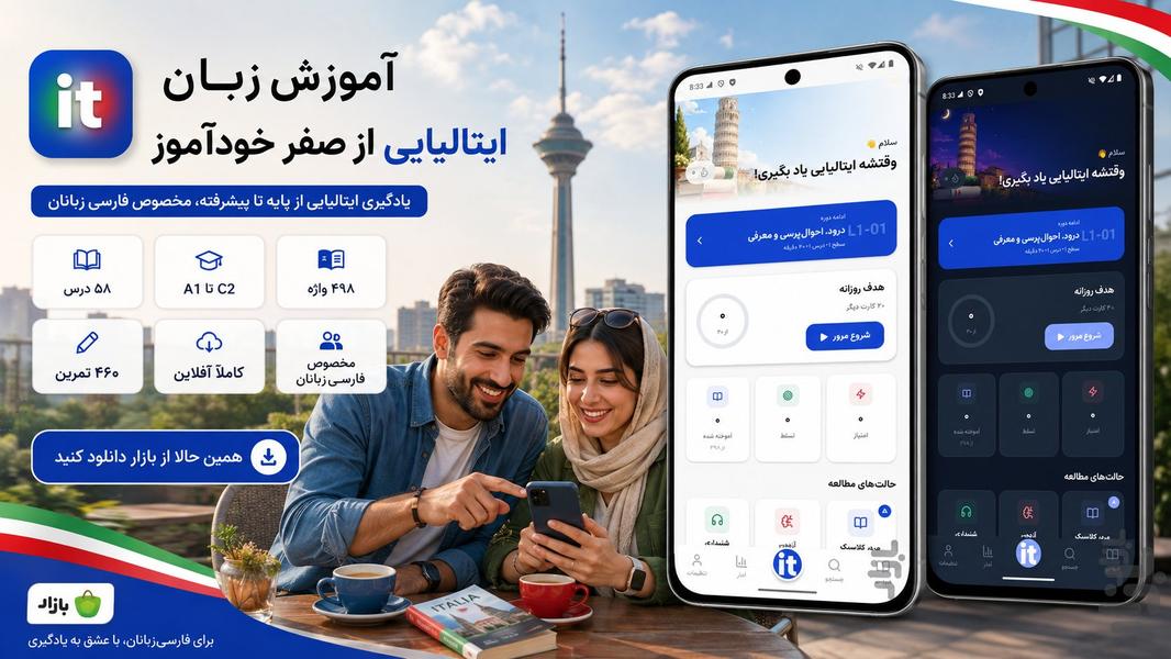 آموزش زبان ایتالیایی از صفر خودآموز - عکس برنامه موبایلی اندروید