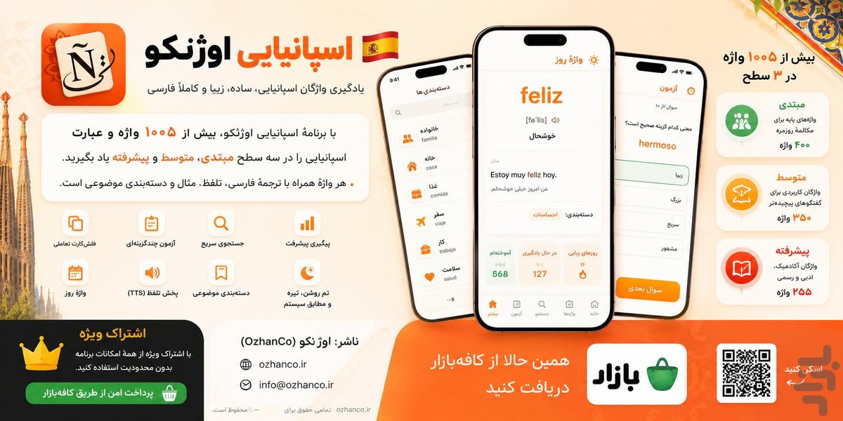 یادگیری واژگان اسپانیایی - عکس برنامه موبایلی اندروید