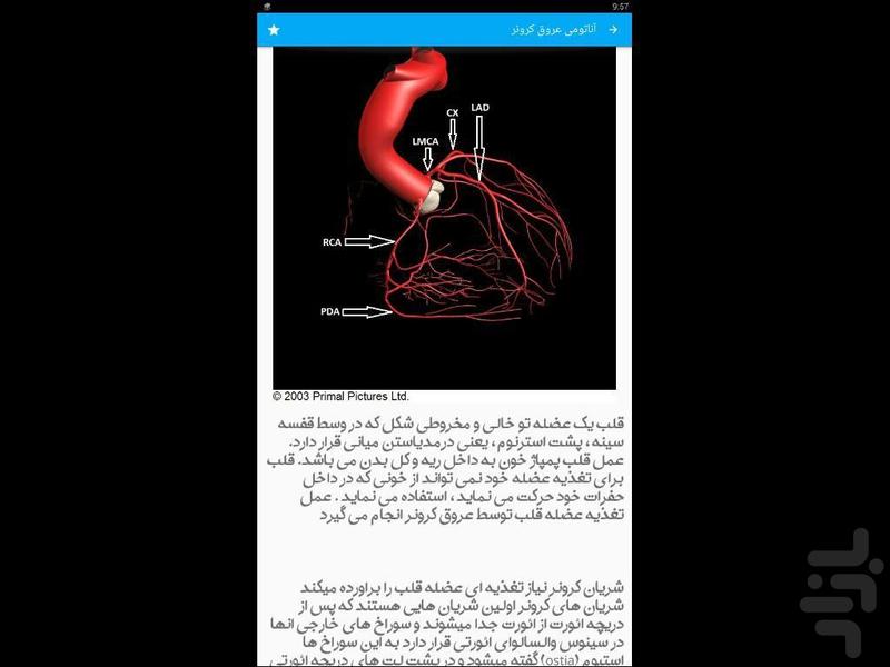 آناتومی وفیزیولوژی قلب - عکس برنامه موبایلی اندروید