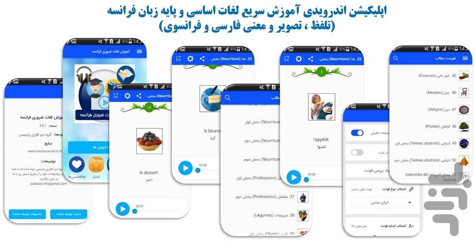 آموزش سریع لغات کاربردی فرانسه - عکس برنامه موبایلی اندروید