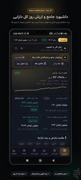 زرینه: مدیریت سرمایه طلا، سکه و دلار - عکس برنامه موبایلی اندروید