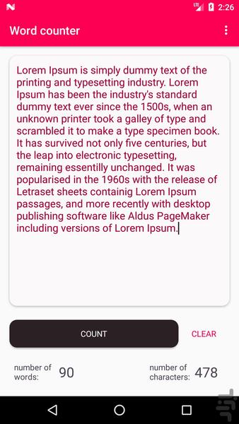شمارنده کلمات - عکس برنامه موبایلی اندروید