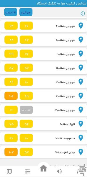 کیفیت هوای تهران - عکس برنامه موبایلی اندروید