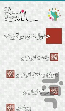 سالنامه آمارهای جمعیتی ۱۳۹۶ - عکس برنامه موبایلی اندروید