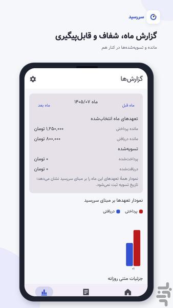 سررسید - یادآور آفلاین چک، بدهی، طلب - عکس برنامه موبایلی اندروید