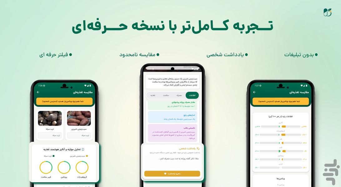 ویتامینیار | دانشنامه تغذیه - عکس برنامه موبایلی اندروید