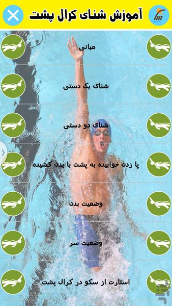 Teaching swimming backstroke - Image screenshot of android app