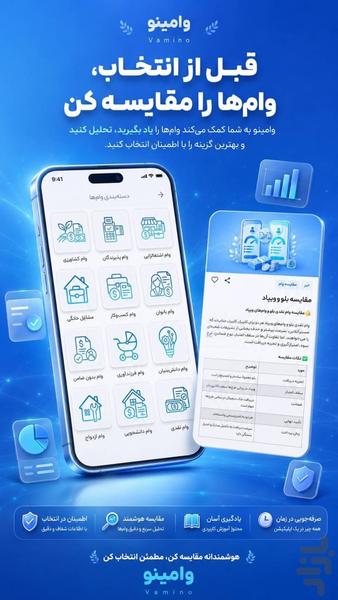 وامینو | مرجع وام‌های خانگی و بانکی - عکس برنامه موبایلی اندروید
