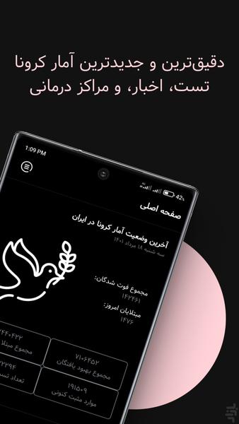 کورینو، تست، اخبار و آمار کرونا - عکس برنامه موبایلی اندروید