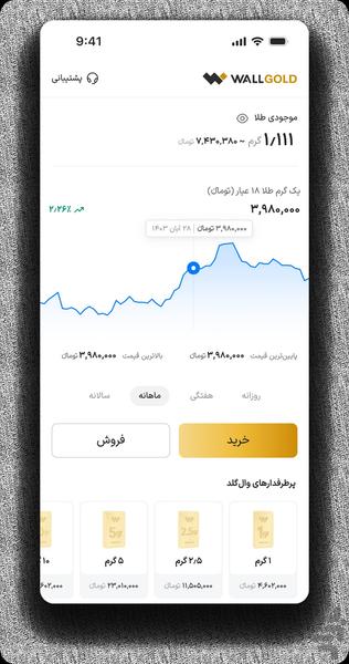 وال‌گلد | طلا آب‌شده با تحویل فیزیکی - Image screenshot of android app