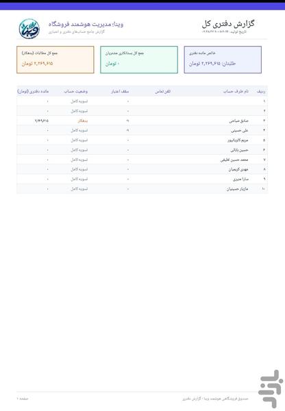وینا | مدیریت هوشمند فروشگاه - عکس برنامه موبایلی اندروید