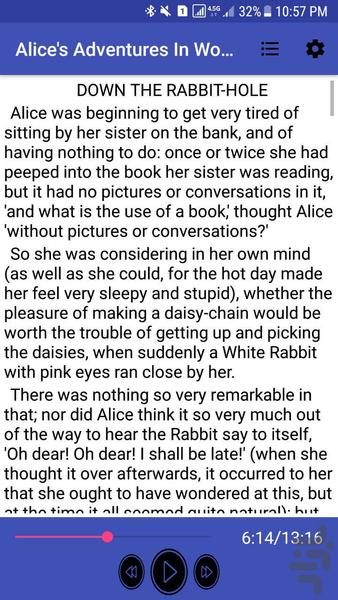 رمان"آلیس در سرزمین عجایب"(متن+صوت) - عکس برنامه موبایلی اندروید
