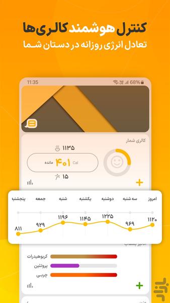 مانکن : کالری شماری و تغذیه - عکس برنامه موبایلی اندروید