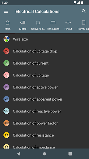 Electrical Calculations - Image screenshot of android app