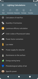 Lighting Calculations - Image screenshot of android app