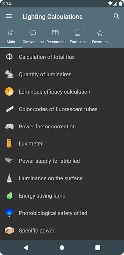 Lighting Calculations - عکس برنامه موبایلی اندروید