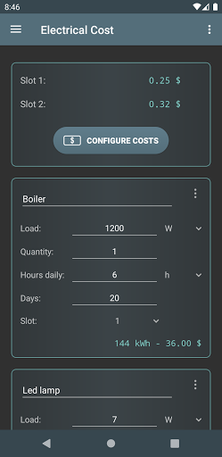 Electrical Cost - عکس برنامه موبایلی اندروید